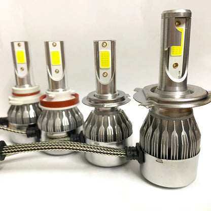 2x H7 LED Car Headlight Bulbs - H1, H3, H4, H8, HB1, HB3, HB4, H11, H13, H27, 9005, 9006, HIR2, 3000K, 6000K, 8000K COB C6 Car Lights