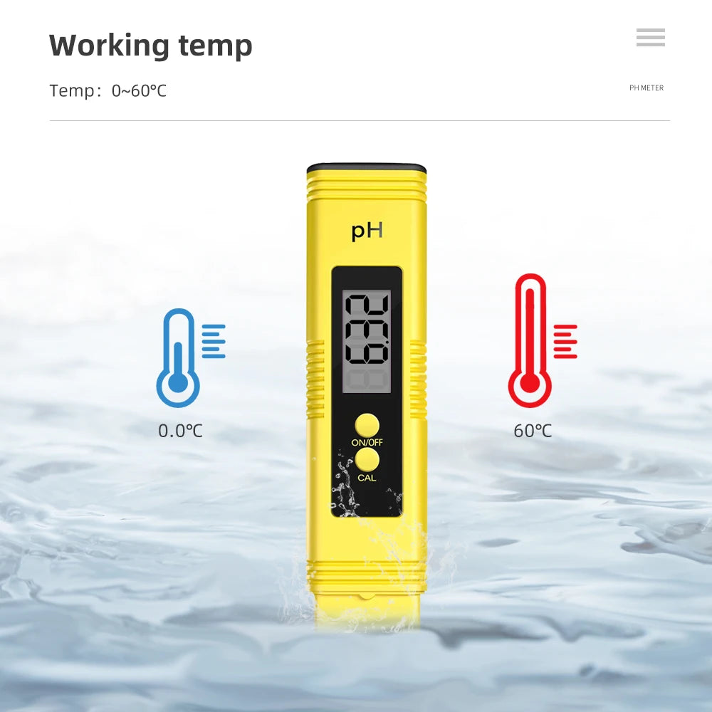 LCD Digital PH Meter - Portable Water Quality Tester, 0.1 ATC High Accuracy PH Test Pen for Aquarium, Pool & Hydroponics