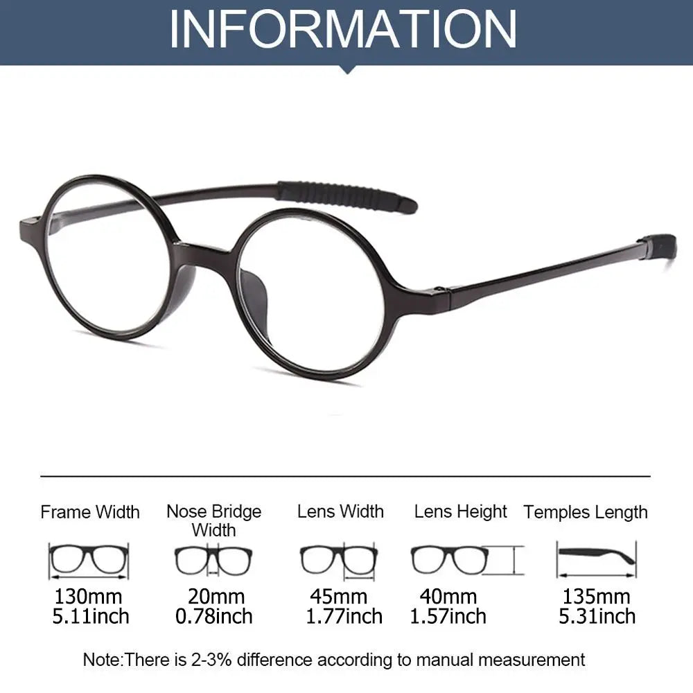 Retro Round Reading Glasses for Women & Men, Ultra-Light Fashion Clear Lens Presbyopia Eyewear +1.0 to +4.0 Magnifying Glasses