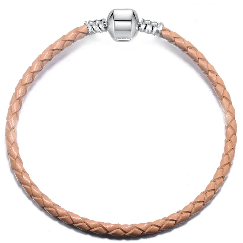 BAOPON 9-Color Leather Charm Bracelet - DIY Chain Jewelry Gift for Women & Girls