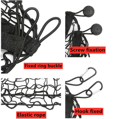 Stretchable Elastic Car Truck Net with Hooks: Heavy Duty Cargo Net for Car, SUV, Truck - Storage Mesh Trunk Organizer Bag