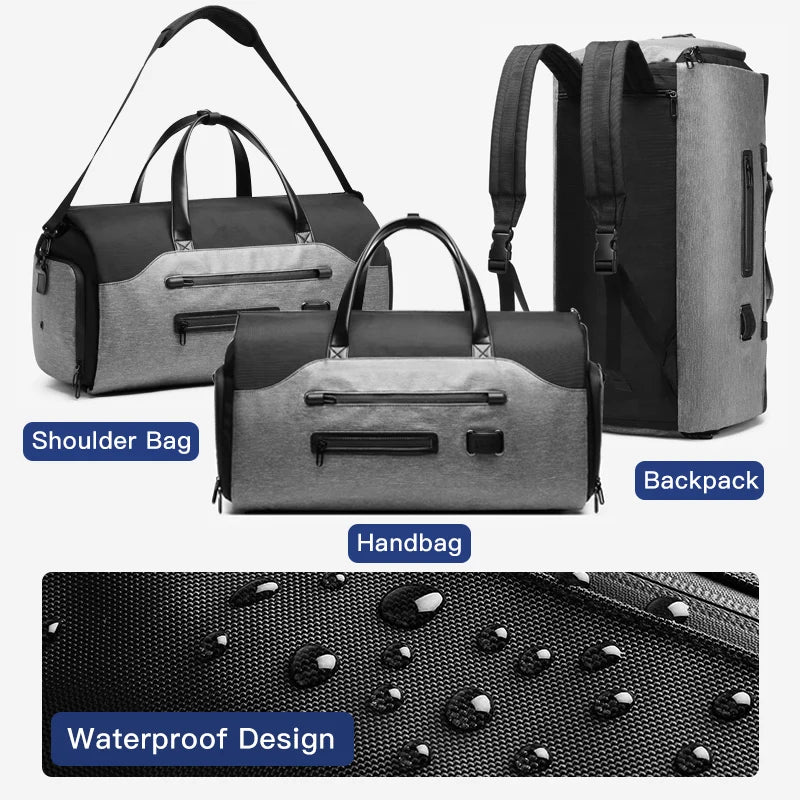OZUKO Multifunction Men’s Travel Bag – Large Capacity Waterproof Suit Luggage Duffel with Shoe Pocket