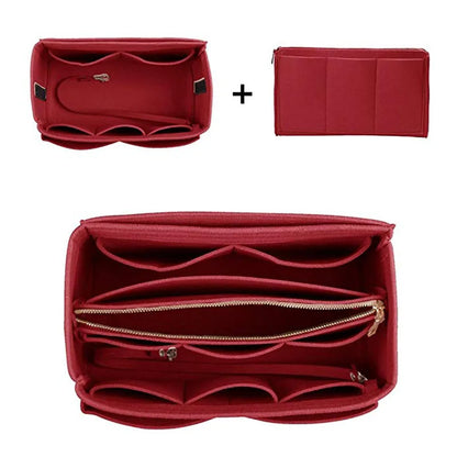 HHYUKIMI Felt Makeup Organizer Insert Bag – Portable Travel Cosmetic Handbag Purse Organizer for Various Brand Bags