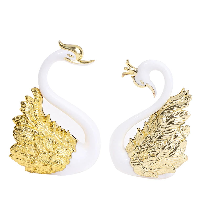 Romantic Crown Swan & Flamingo Cake Topper - Ideal Decoration for Birthday and Wedding Cakes