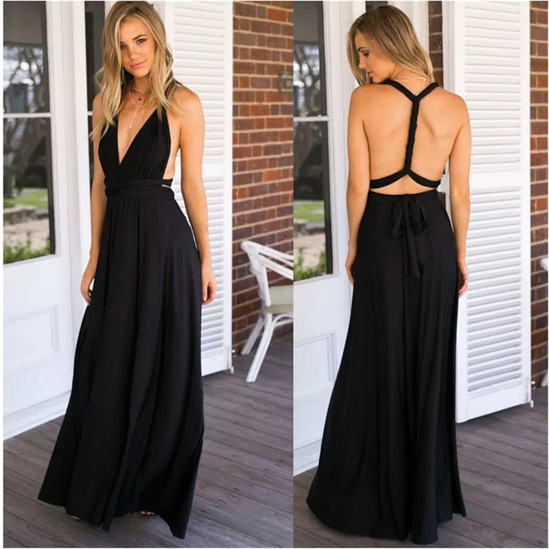Multiway Convertible Boho Maxi Dress – DIY Wrap Infinity Bandage Long Dress for Women, Party, Bridesmaid & Club Wear