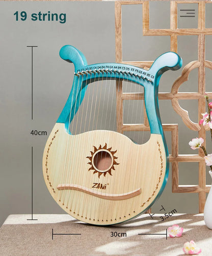 Lyre Harp 19-String – High-Quality Mahogany Musical Instrument with Spare Strings