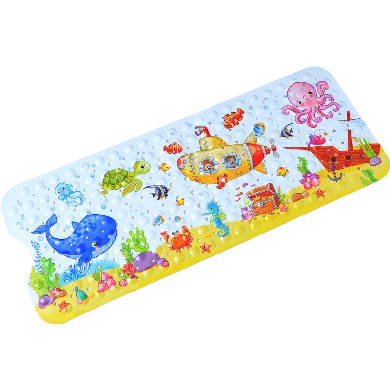 Large Cartoon PVC Bath Mat – Anti-Slip Shower & Bathtub Mat with Suction Cups, Soft Massage Pad for Kids & Elderly