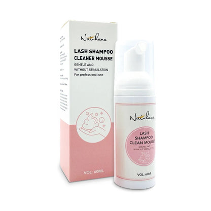 NATUHANA 60ml Gentle Lash Cleansing Mousse - Eyelash Shampoo for Extensions, Grafting, Makeup Removal & Glue Cleanser