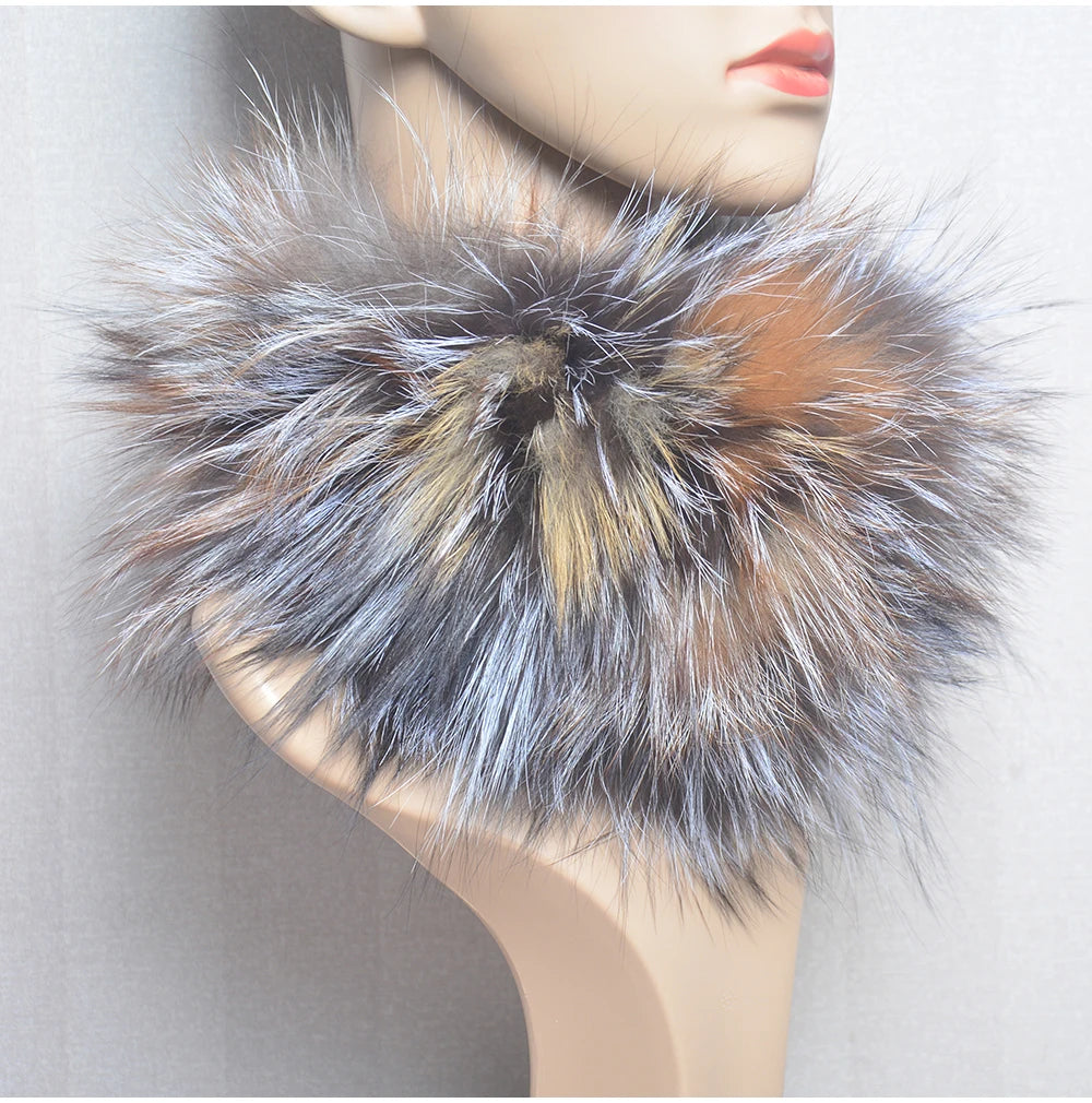 2025 Real Fox Fur Scarf and Headband – Luxury Winter Neck Warmer for Women, 100% Natural Fur, Elastic Ring Muffler