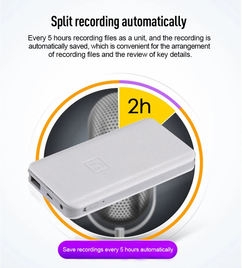 8-64GB Digital Voice Recorder – Hidden Sound-Activated Espia Dictaphone with Magnet, Long-Distance Recording, MP3 & U-Disk