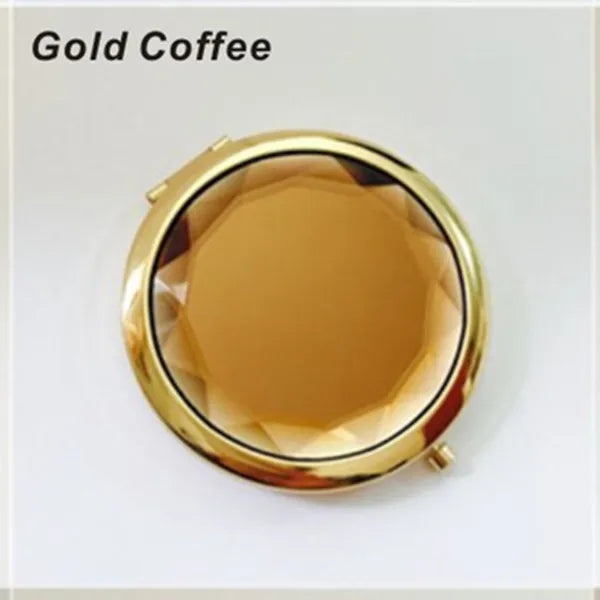 Luxury Crystal Folding Makeup Mirror - Portable Round Gold & Silver Pocket Compact Mirror, Personalized Beauty Gift
