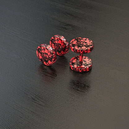 Stainless Steel Stud Earrings & Ear Plugs — Faux Punk Barbell Tunnels, Fake Piercing Gauges for Men & Women Body Jewelry