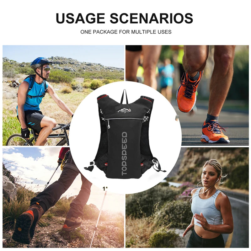5L Ultralight Outdoor Trail Running Backpack — Hydration Vest with 500ML Water Bottle for Men