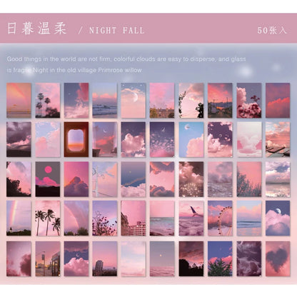 Yoofun 50 Sheets Aesthetic Sticker Book - Natural Scenery Art Painting Stickers for Scrapbooking Planner Journaling