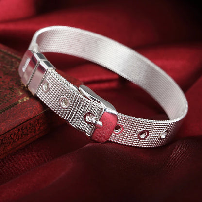 925 Sterling Silver Watchband Chain Bracelet — Luxury Jewelry for Women, Wedding & Party Gift
