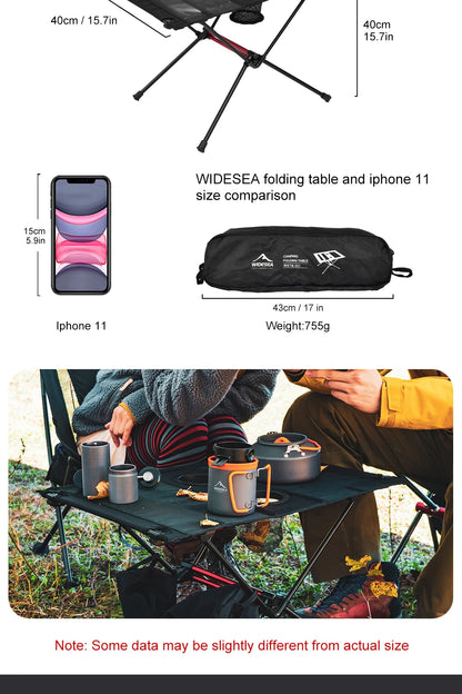 Widesea Camping Folding Table – Portable Picnic & Travel Table for Outdoor Dining, Fishing & Tourism
