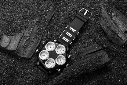 Five Movement Men's Quartz Watch – Large Dial Hip Hop Punk Style Sport Watch for Men