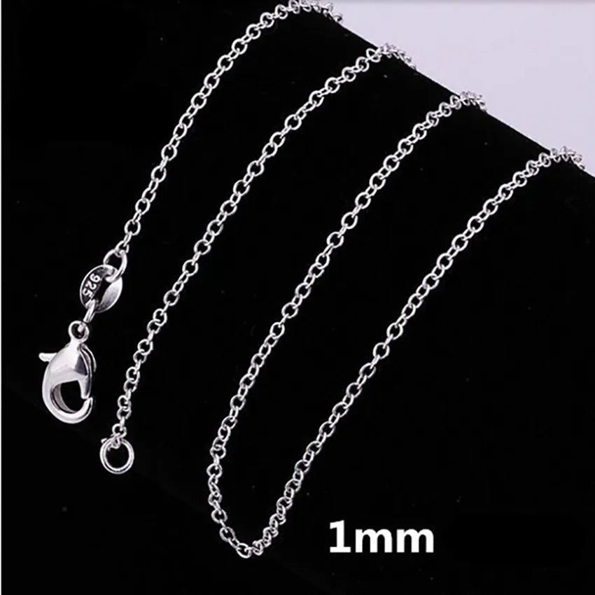 10PCS 925 Sterling Silver Snake Chain Necklaces — 1mm, 16–30 Inch for Women & Men, Fashion Jewelry