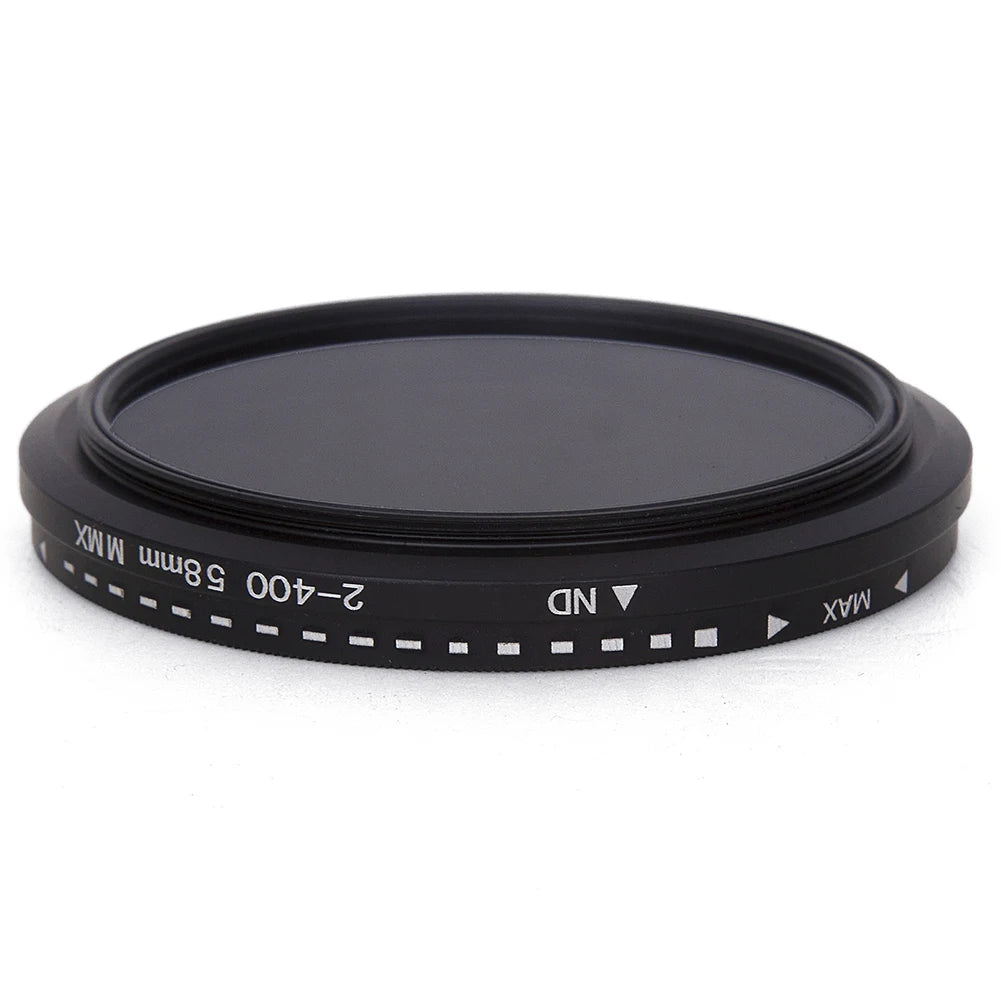 Adjustable ND Filter ND2–ND400 — Variable Neutral Density Fader for Camera Lens (37–82mm)