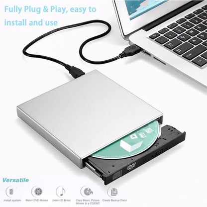 USB 2.0 External CD/DVD Drive – Optical DVD RW Burner & Reader for Windows PC and MacBook Laptops