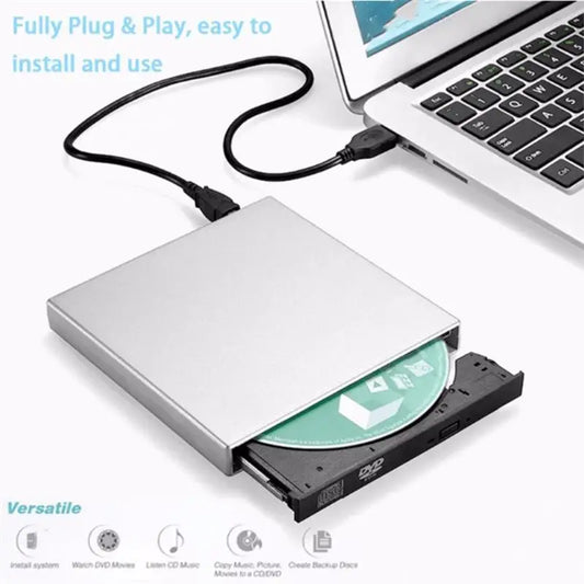 USB 2.0 External CD/DVD Drive – Optical DVD RW Burner & Reader for Windows PC and MacBook Laptops