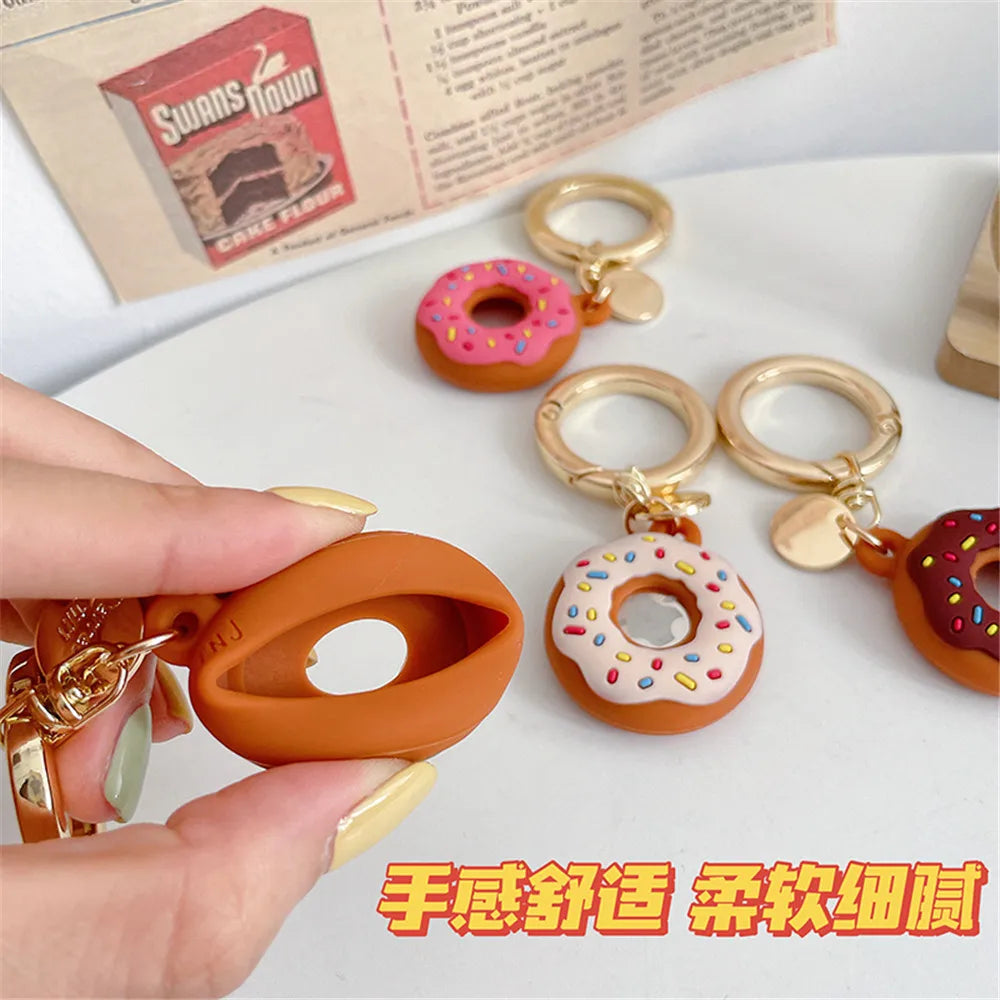 Cartoon Donut Silicone Case for Apple AirTag – Cute Protective GPS Tracker Cover for Dog Collar