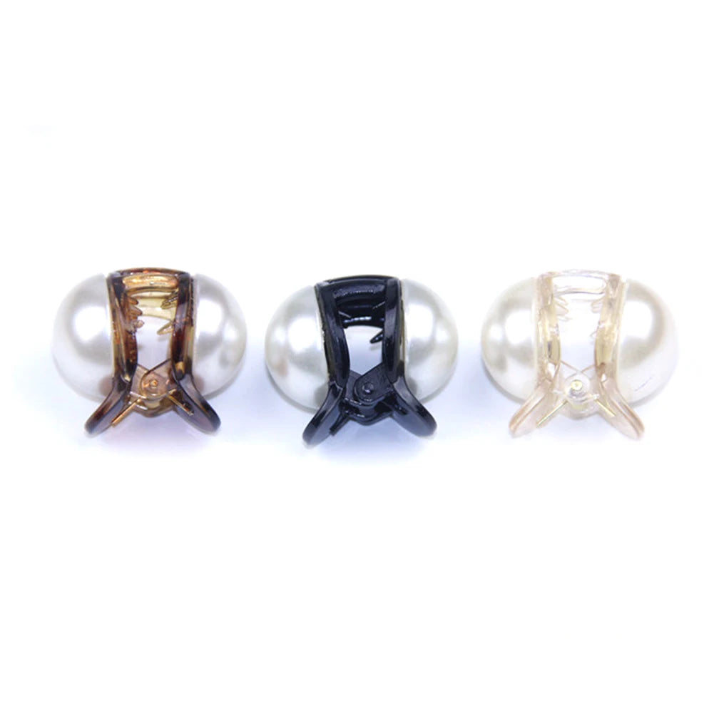 Sweet Korean Mini Round Pearl Hairpins for Women and Girls - Hair Claw Barrettes and Crab Clips for Styling - Makeup Tools and Hair Accessories