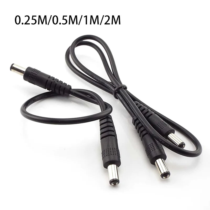 12V 3A DC Male-to-Male Power Cable - 5.5×2.1mm CCTV Adapter Extension Cord 0.5M/1M/2M