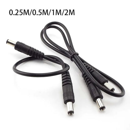 12V 3A DC Male-to-Male Power Cable - 5.5×2.1mm CCTV Adapter Extension Cord 0.5M/1M/2M
