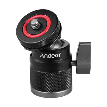 Andoer 2 in 1 Ball Head with 1/4" Screw Mount, 360° Aluminum Alloy for Camera, Phone Holder, Speedlite, Tripod, and Selfie Stick