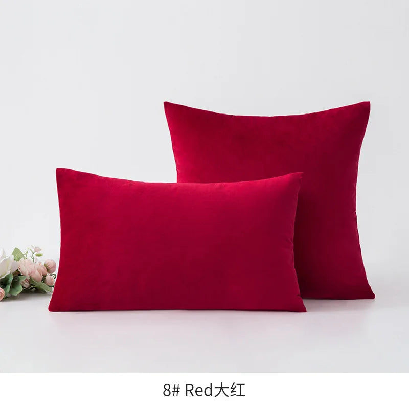 Inyahome Soft Velvet Cushion Cover - Pink Grey Beige Green Decorative Pillowcase For Bedroom Sofa 30x50cm 45x45cm