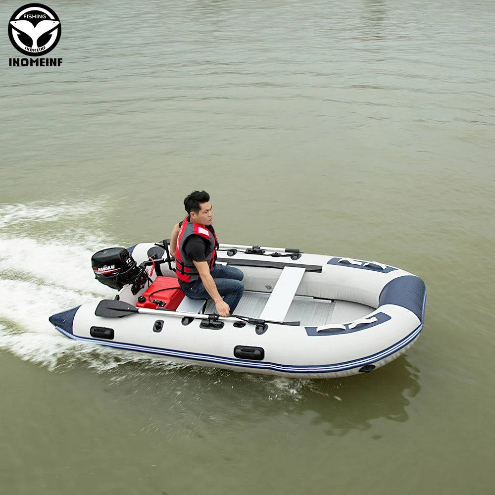 5-6 Person Inflatable Assault Boat – 3.8m PVC Fishing Rowing Boat with Aluminum Floor & Speed Raft Accessories