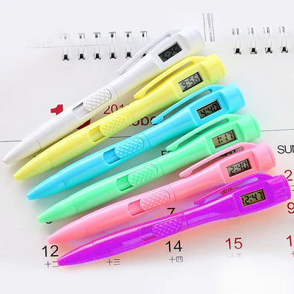 Office Digital Watch Ballpoint Pen - Electronic Clock & Ball Point Pen for Students, Civil Servants, Office, and School Use