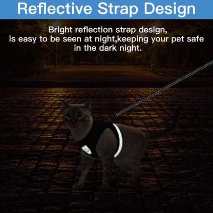 Breathable Cat Harness and Leash: Escape-Proof Pet Clothes Vest for Kitten, Puppy Dogs - Adjustable, Reflective, Easy Control