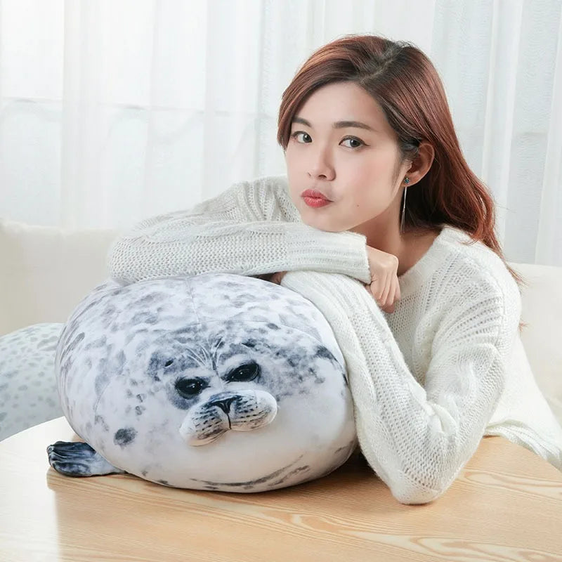 Angry Blob Seal Pillow - 3D Chubby Sea Lion Plush Stuffed Toy Sleeping Cushion Gift