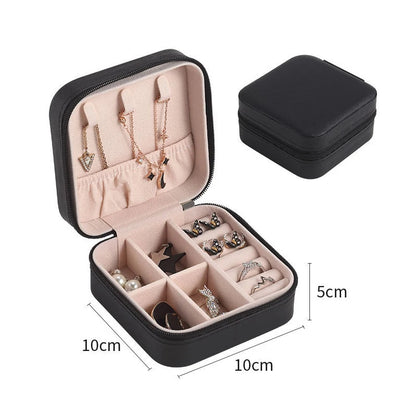 Double-Layer Wooden Jewelry Box – PU Leather Ring & Accessory Organizer with Storage and Makeup Case