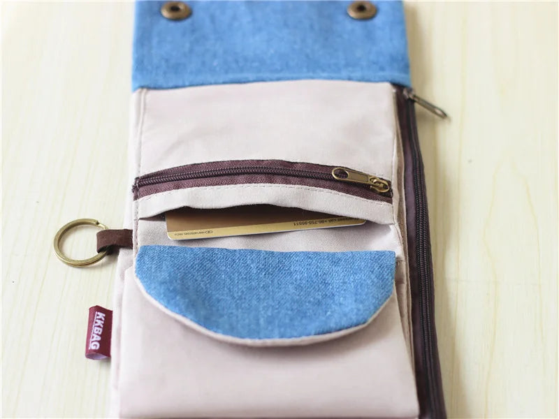 Handmade Three-Fold Fabric Wallet — Short Zipper Purse for Women & Men, Multi-Function Card & Key Holder for Teens