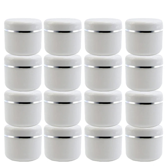 30pcs Plastic Cream Jars – 20g/30g/50g Empty Refillable Makeup Containers for Cosmetics Samples