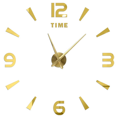 3D DIY Wall Clock - Modern Acrylic Mirror Sticker Quartz Clock For Living Room Decor With Silent Movement