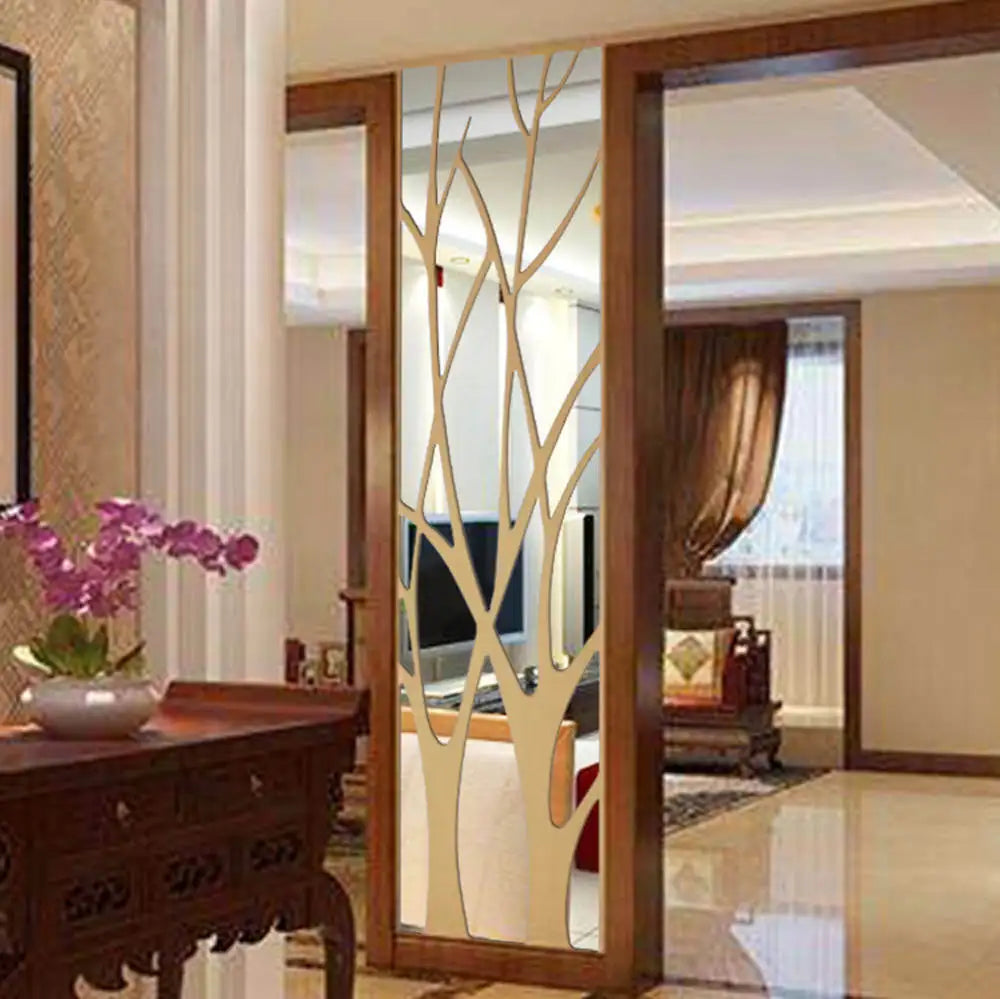 3D Acrylic Mirror Wall Sticker Tree - DIY Art Decal for TV Background, Living Room & Bedroom Home Decor