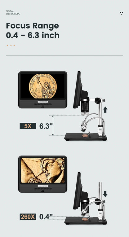 Andonstar AD208 Digital Microscope – 8.5" Adjustable LCD, 1080P HD, Black, Soldering Tool