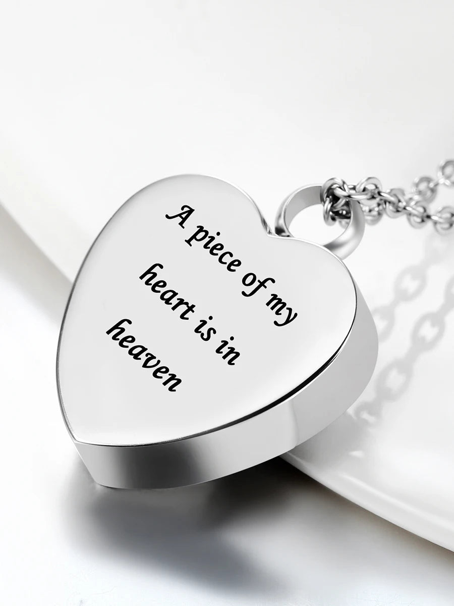 Custom Stainless Steel Heart Cremation Urn Necklace – Memorial Ash Keepsake Pendant with Funnel Fill Kit