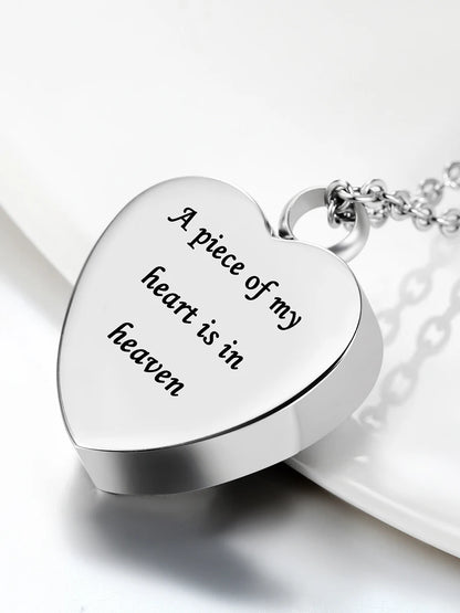 Custom Stainless Steel Heart Cremation Urn Necklace – Memorial Ash Keepsake Pendant with Funnel Fill Kit