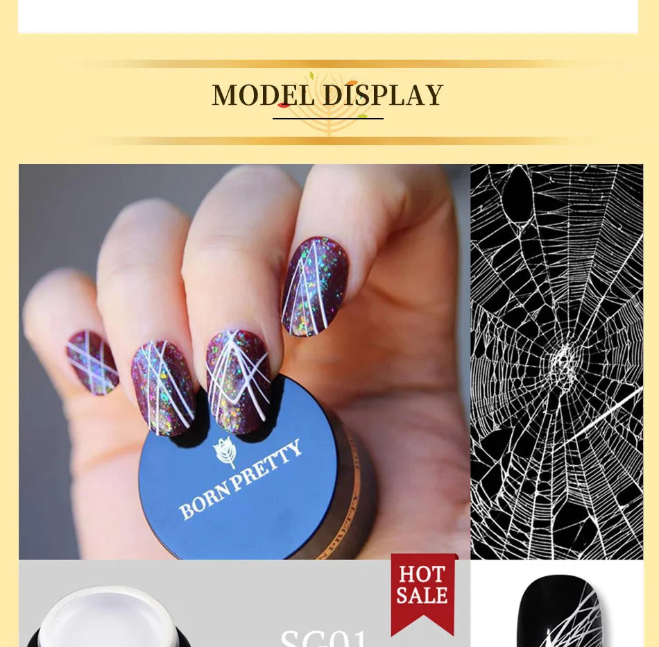 BORN PRETTY Spider Wire Gel Nail Polish 5ml - Flower Drawing & Creative Point-to-Line Nail Art Gel Varnish