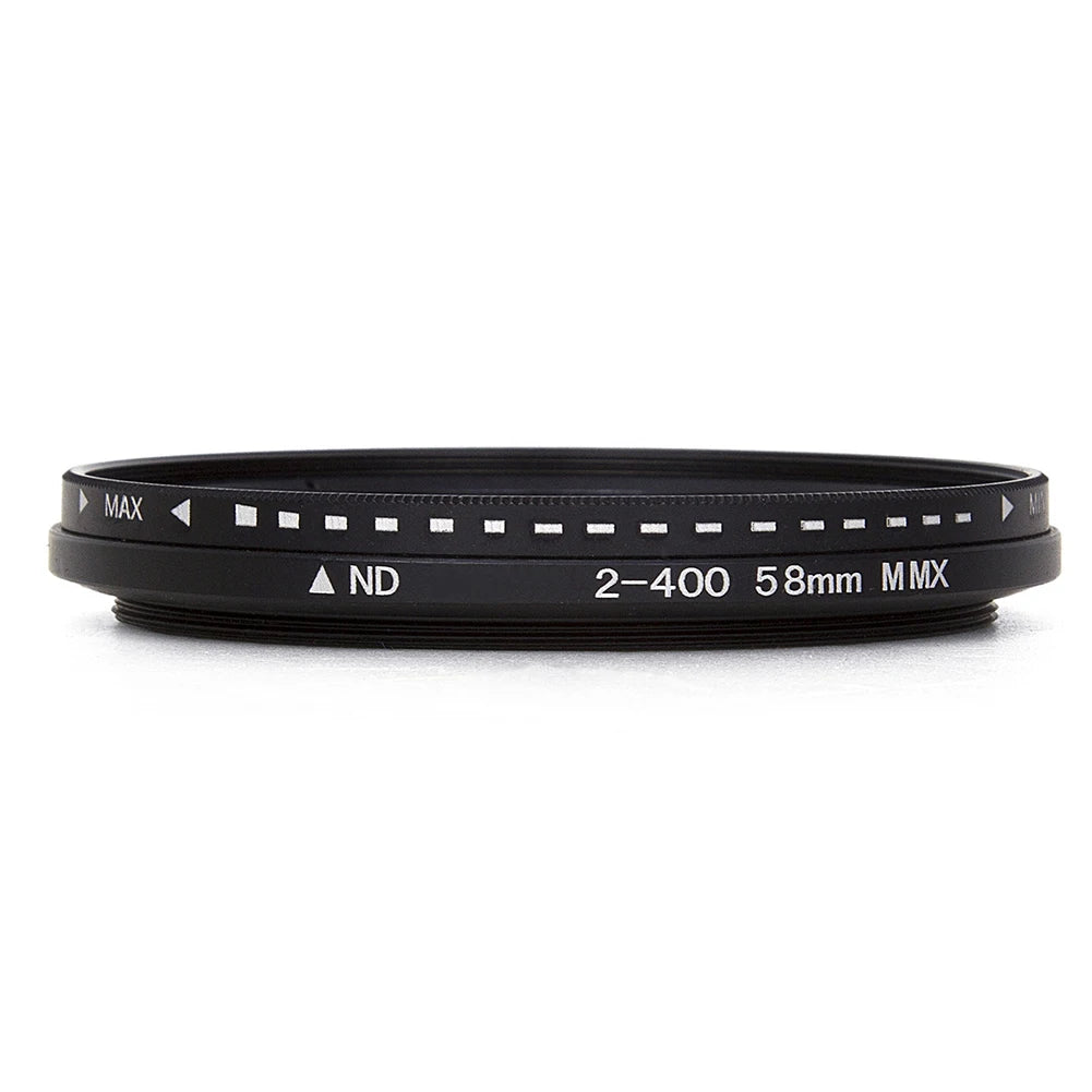 Adjustable ND Filter ND2–ND400 — Variable Neutral Density Fader for Camera Lens (37–82mm)