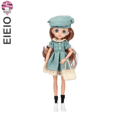 Slim 26cm BJD Doll for Girls – 13 Movable Joints with Princess Outfit, Blue Eyes & Eyelash Accessories