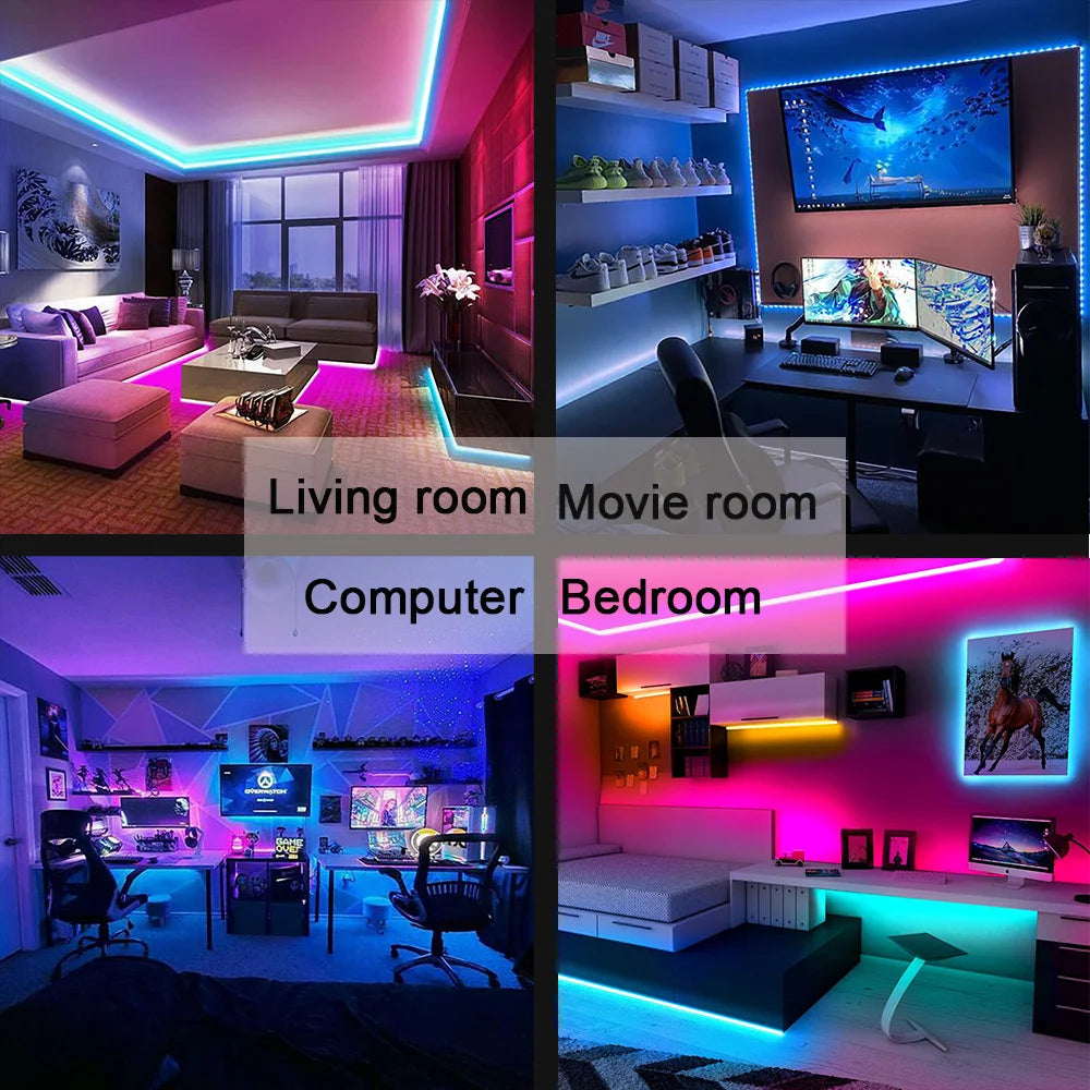 USB RGB LED Strip Light - 5050 SMD Flexible Bluetooth LED Tape Lamp for TV Desktop Room Decoration