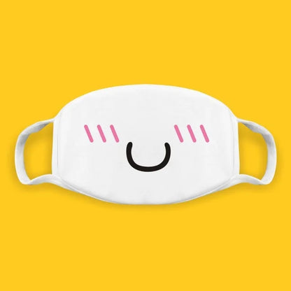 Kawaii Anime Expression Cotton Face Mask – Breathable Smile Mouth Muffle for Unisex Korean Style