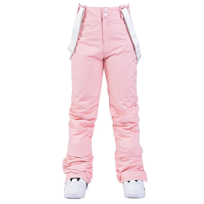 Men & Women Winter Ski Pants – Windproof Waterproof Snowboard Suspender Trousers Thick Warm Plus Size