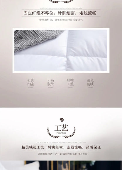 100% Goose Down Duvet – Quilted Cotton Comforter, Warm Winter Blanket with Solid Color Design